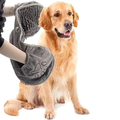 FurCare™ – Bath Grooming Glove | 2-in-1 Brush + Drying Towel | Fast Water Pull