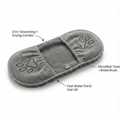 FurCare™ – Bath Grooming Glove | 2-in-1 Brush + Drying Towel | Fast Water Pull