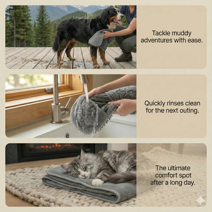 FurCare™ – Bath Grooming Glove | 2-in-1 Brush + Drying Towel | Fast Water Pull