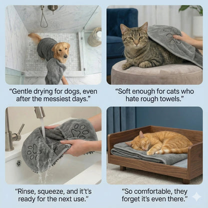 FurCare™ – Bath Grooming Glove | 2-in-1 Brush + Drying Towel | Fast Water Pull